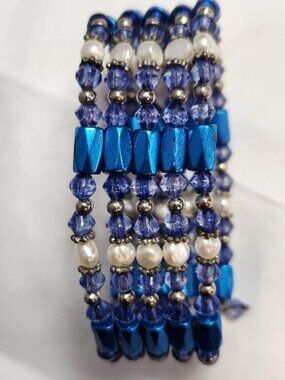 Blue Hematite Magnetic Wrap Bracelet
